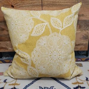 Yellow and White Flowered Throw Pillow